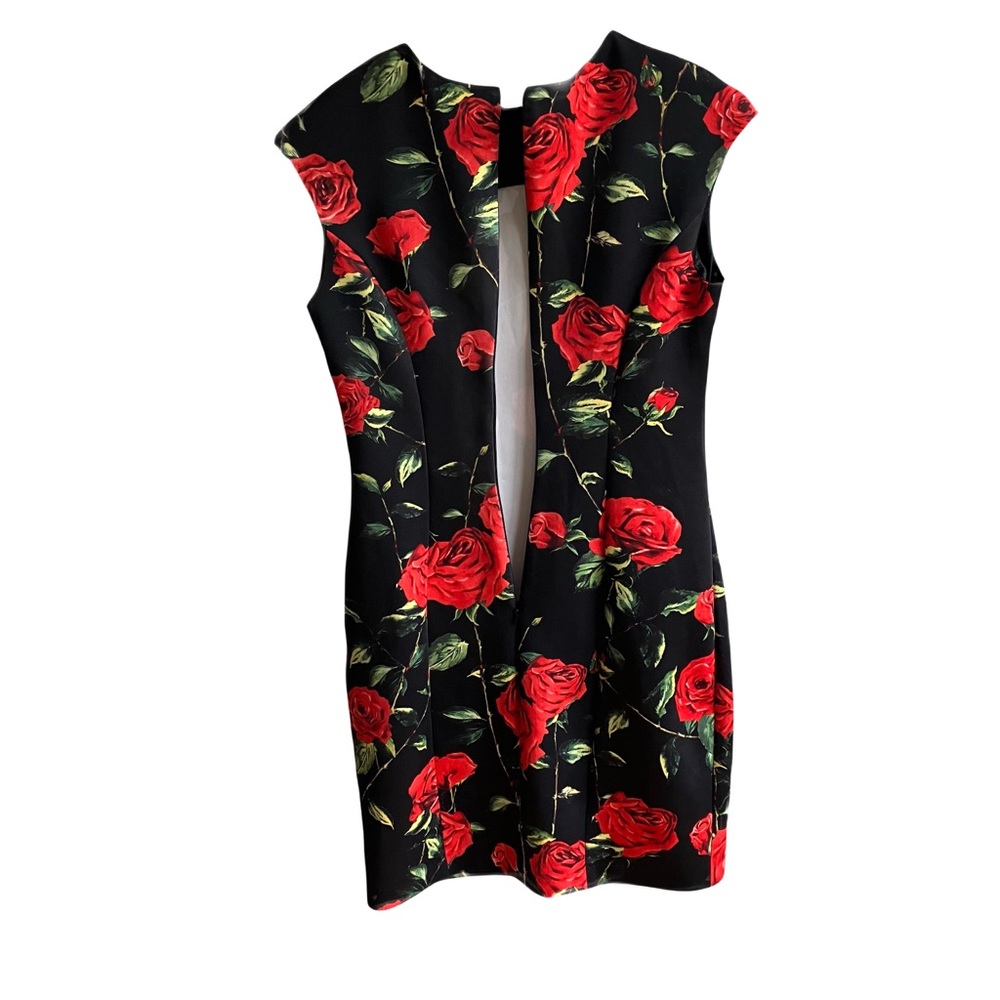 Alexia Admor Scuba Sheath Dress Size S Red Roses Bodycon Floral Wedding Guest - Picture 6 of 7
